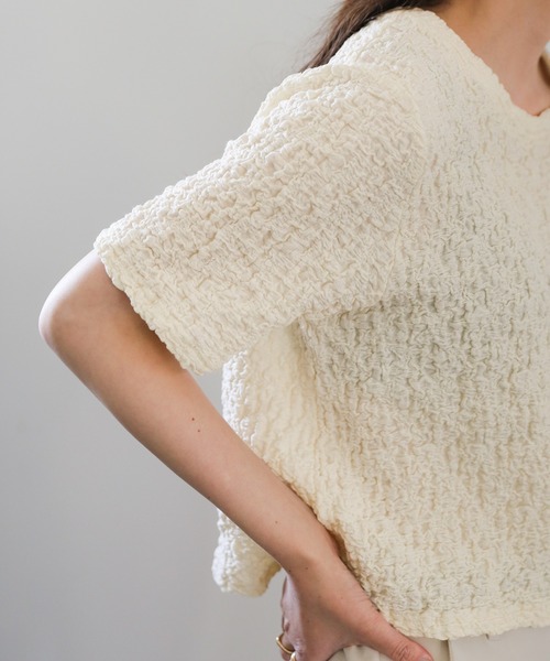 select MOCA（セレクトモカ）の「【7色展開】クラッシュジャガードプルオーバー（Tシャツ/カットソー・レディース・ブラック/ライム/アイボリー/ブルー/レッド/イエロー/グリーン・FREE）」の10枚目の写真