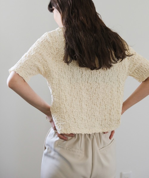 select MOCA（セレクトモカ）の「【7色展開】クラッシュジャガードプルオーバー（Tシャツ/カットソー・レディース・ブラック/ライム/アイボリー/ブルー/レッド/イエロー/グリーン・FREE）」の8枚目の写真