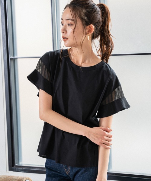 Andemiu(アンデミュウ)の「【WEB限定】ソデフハクキリカエカットソー948045(Tシャツ/カットソー・レディース・オフホワイト/ブラック/オレンジ/カーキ/グリーン・FREE)」の15枚目の写真