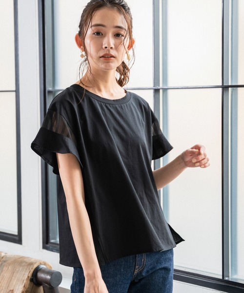 Andemiu(アンデミュウ)の「【WEB限定】ソデフハクキリカエカットソー948045(Tシャツ/カットソー・レディース・オフホワイト/ブラック/オレンジ/カーキ/グリーン・FREE)」の21枚目の写真