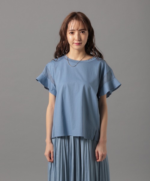 Andemiu(アンデミュウ)の「【WEB限定】ソデフハクキリカエカットソー948045(Tシャツ/カットソー・レディース・オフホワイト/ブラック/オレンジ/カーキ/グリーン・FREE)」の14枚目の写真