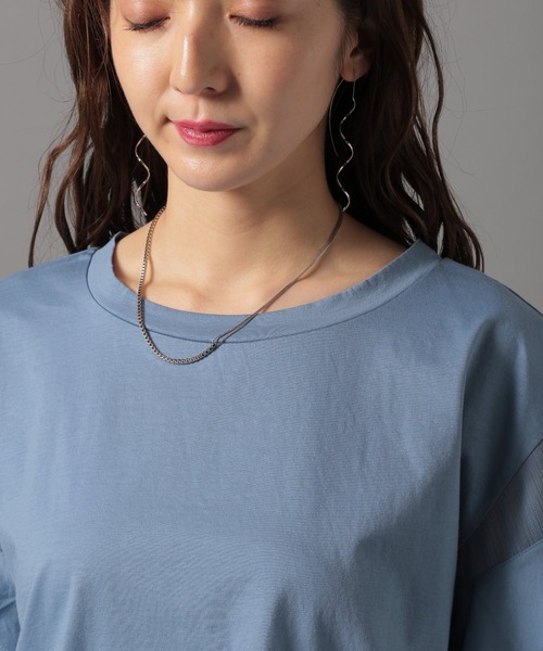 Andemiu(アンデミュウ)の「【WEB限定】ソデフハクキリカエカットソー948045(Tシャツ/カットソー・レディース・オフホワイト/ブラック/オレンジ/カーキ/グリーン・FREE)」の16枚目の写真