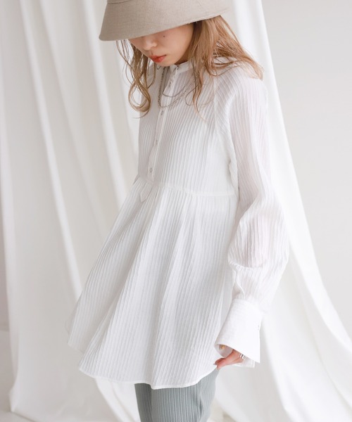 SLOBE citron.（スローブシトロン）の「SLOBE citron.デザインチュニックブラウス【手洗い可能】◆（シャツ/ブラウス・レディース・ホワイト/サックスブルー/イエロー・FREE）」の2枚目の写真