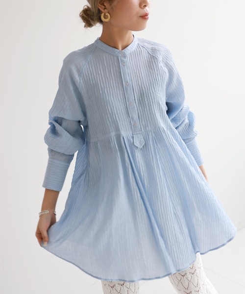 SLOBE citron.（スローブシトロン）の「SLOBE citron.デザインチュニックブラウス【手洗い可能】◆（シャツ/ブラウス・レディース・ホワイト/サックスブルー/イエロー・FREE）」の3枚目の写真