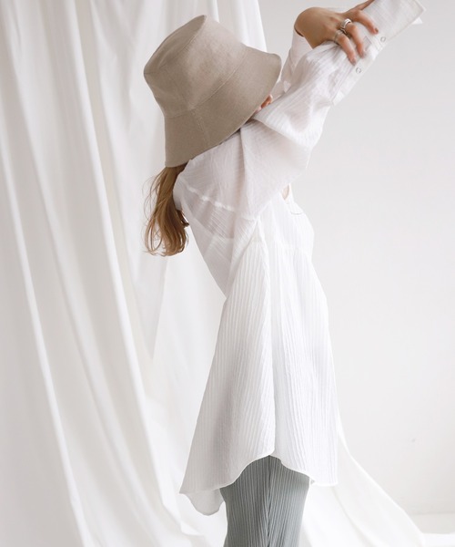 SLOBE citron.（スローブシトロン）の「SLOBE citron.デザインチュニックブラウス【手洗い可能】◆（シャツ/ブラウス・レディース・ホワイト/サックスブルー/イエロー・FREE）」の15枚目の写真