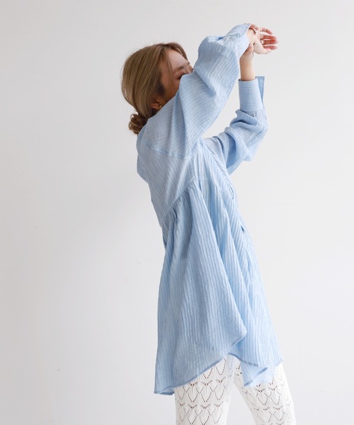 SLOBE citron.（スローブシトロン）の「SLOBE citron.デザインチュニックブラウス【手洗い可能】◆（シャツ/ブラウス・レディース・ホワイト/サックスブルー/イエロー・FREE）」の21枚目の写真