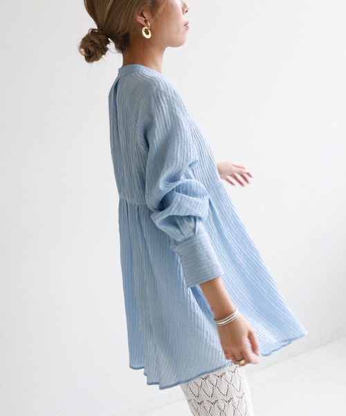 SLOBE citron.（スローブシトロン）の「SLOBE citron.デザインチュニックブラウス【手洗い可能】◆（シャツ/ブラウス・レディース・ホワイト/サックスブルー/イエロー・FREE）」の7枚目の写真