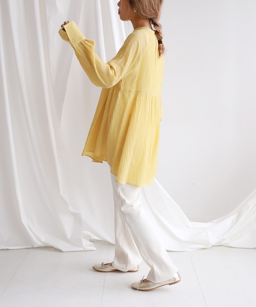 SLOBE citron.（スローブシトロン）の「SLOBE citron.デザインチュニックブラウス【手洗い可能】◆（シャツ/ブラウス・レディース・ホワイト/サックスブルー/イエロー・FREE）」の12枚目の写真