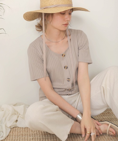 Bab(バブ)の「【WEB限定】裾メロウベーシックワイドリブTOPS(Tシャツ/カットソー・レディース・ブラック/ブルー/アイボリー/モカ/グレー系その他・FREE)」の4枚目の写真