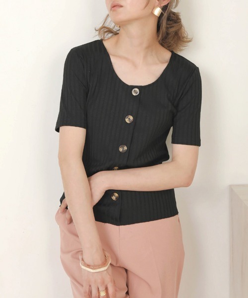 Bab(バブ)の「【WEB限定】裾メロウベーシックワイドリブTOPS(Tシャツ/カットソー・レディース・ブラック/ブルー/アイボリー/モカ/グレー系その他・FREE)」の3枚目の写真