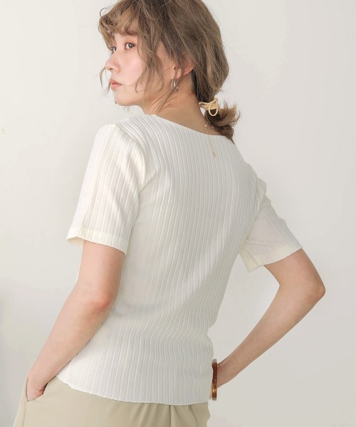 Bab(バブ)の「【WEB限定】裾メロウベーシックワイドリブTOPS(Tシャツ/カットソー・レディース・ブラック/ブルー/アイボリー/モカ/グレー系その他・FREE)」の6枚目の写真