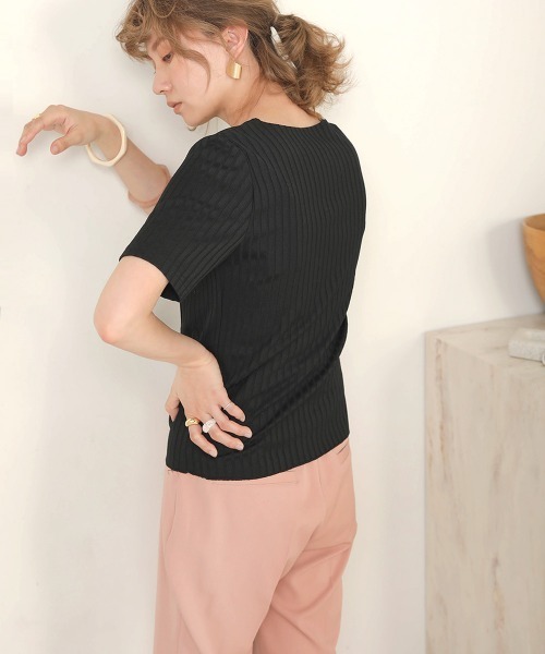 Bab(バブ)の「【WEB限定】裾メロウベーシックワイドリブTOPS(Tシャツ/カットソー・レディース・ブラック/ブルー/アイボリー/モカ/グレー系その他・FREE)」の11枚目の写真