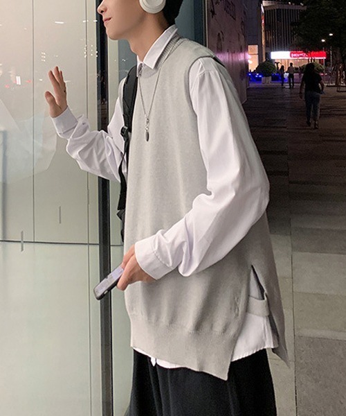 Mimma/Mimaa(ミマ)の「【Mimma/Mimaa】コットンニットBIGベスト(ベスト・メンズ・ブラック/グレー・FREE)」の10枚目の写真