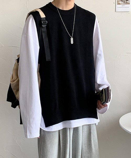 Mimma/Mimaa(ミマ)の「【Mimma/Mimaa】コットンニットBIGベスト(ベスト・メンズ・ブラック/グレー・FREE)」の5枚目の写真