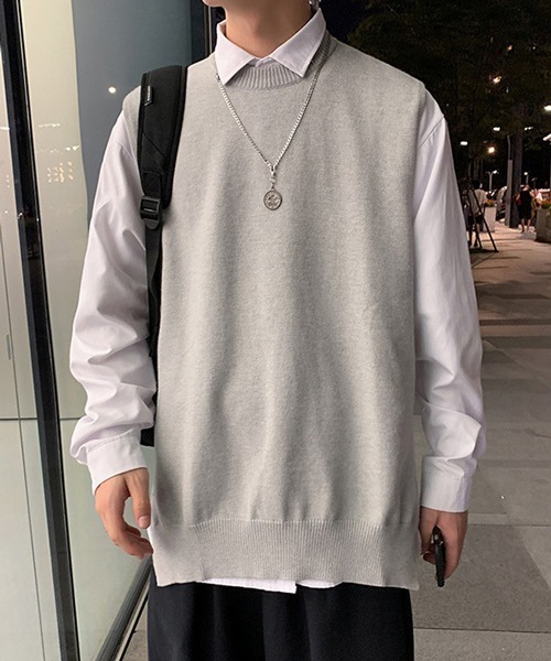 Mimma/Mimaa(ミマ)の「【Mimma/Mimaa】コットンニットBIGベスト(ベスト・メンズ・ブラック/グレー・FREE)」の12枚目の写真