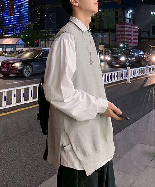 Mimma/Mimaa(ミマ)の「【Mimma/Mimaa】コットンニットBIGベスト(ベスト・メンズ・ブラック/グレー・FREE)」の8枚目の写真