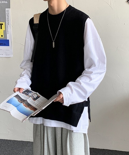 Mimma/Mimaa(ミマ)の「【Mimma/Mimaa】コットンニットBIGベスト(ベスト・メンズ・ブラック/グレー・FREE)」の7枚目の写真