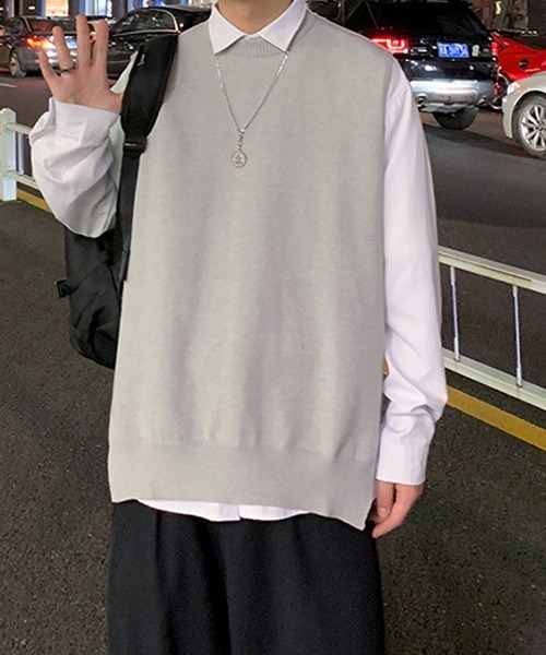 Mimma/Mimaa(ミマ)の「【Mimma/Mimaa】コットンニットBIGベスト(ベスト・メンズ・ブラック/グレー・FREE)」の9枚目の写真