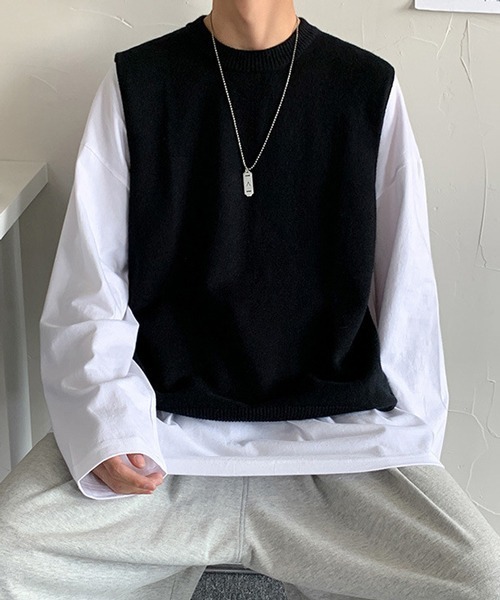 Mimma/Mimaa(ミマ)の「【Mimma/Mimaa】コットンニットBIGベスト(ベスト・メンズ・ブラック/グレー・FREE)」の4枚目の写真