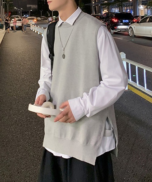 Mimma/Mimaa(ミマ)の「【Mimma/Mimaa】コットンニットBIGベスト(ベスト・メンズ・ブラック/グレー・FREE)」の11枚目の写真