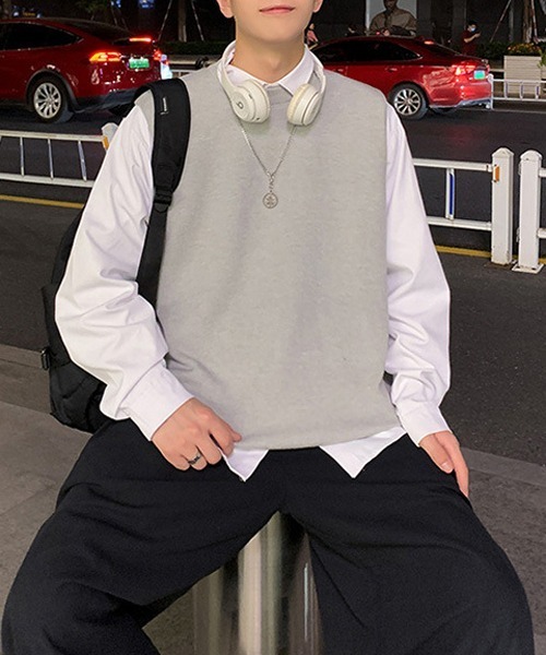 Mimma/Mimaa(ミマ)の「【Mimma/Mimaa】コットンニットBIGベスト(ベスト・メンズ・ブラック/グレー・FREE)」の13枚目の写真