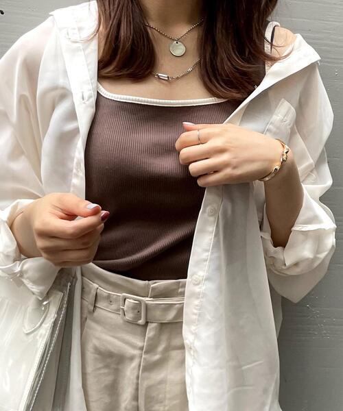 INGNI（イング）の「2Way配色スクエアネック／タンクトップ（タンクトップ・レディース・ブラック系その他2/ホワイト系2/ブラウン系4/アイボリー系4/ブルー系1・M）」の4枚目の写真