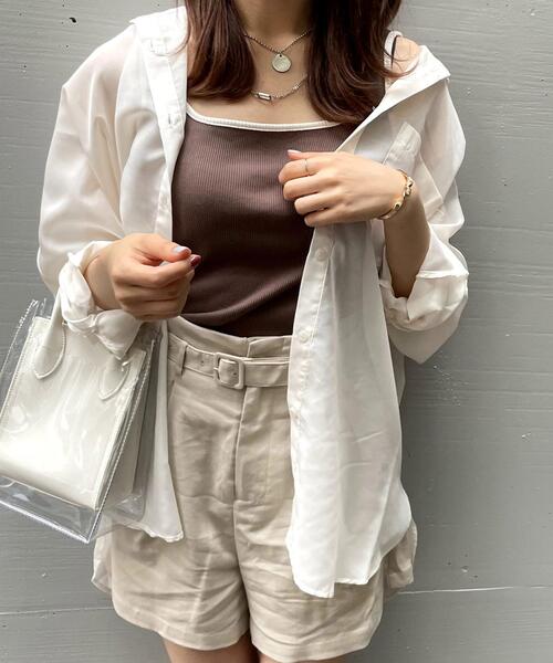 INGNI（イング）の「2Way配色スクエアネック／タンクトップ（タンクトップ・レディース・ブラック系その他2/ホワイト系2/ブラウン系4/アイボリー系4/ブルー系1・M）」の12枚目の写真