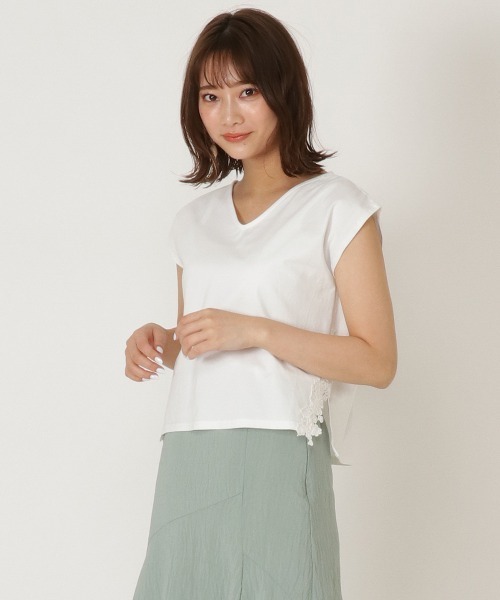 WILLSELECTION（ウィルセレクション）の「フラワースリットＴシャツ（Tシャツ/カットソー・レディース・オフホワイト/ブラウン/ブラック・MEDIUM）」の6枚目の写真