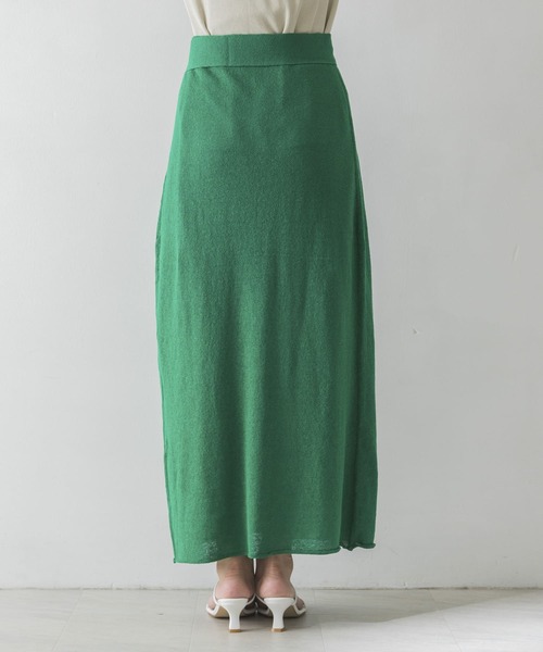 URBAN RESEARCH（アーバンリサーチ）の「ラップ風ニットスカート（スカート・レディース・グリーン/アイボリー・FREE）」の7枚目の写真