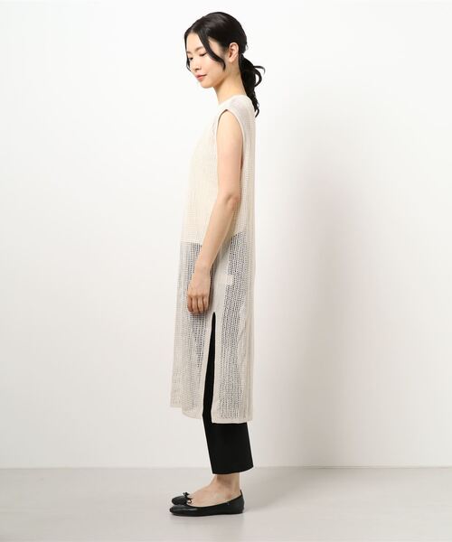 HONEYSUCKLE ROSE（ハニーサックルローズ）の「【HONEYSUCKLE ROSE】メッシュ編みワンピレイヤード（ワンピース・レディース・ブラック/ブラウン/オフホワイト・M/L）」の5枚目の写真