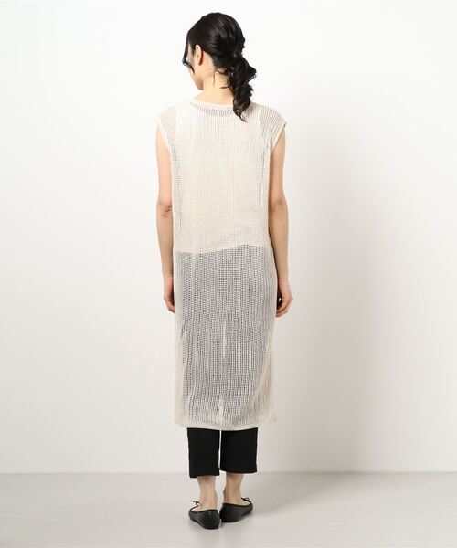 HONEYSUCKLE ROSE（ハニーサックルローズ）の「【HONEYSUCKLE ROSE】メッシュ編みワンピレイヤード（ワンピース・レディース・ブラック/ブラウン/オフホワイト・M/L）」の4枚目の写真