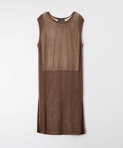 HONEYSUCKLE ROSE（ハニーサックルローズ）の「【HONEYSUCKLE ROSE】メッシュ編みワンピレイヤード（ワンピース・レディース・ブラック/ブラウン/オフホワイト・M/L）」の8枚目の写真