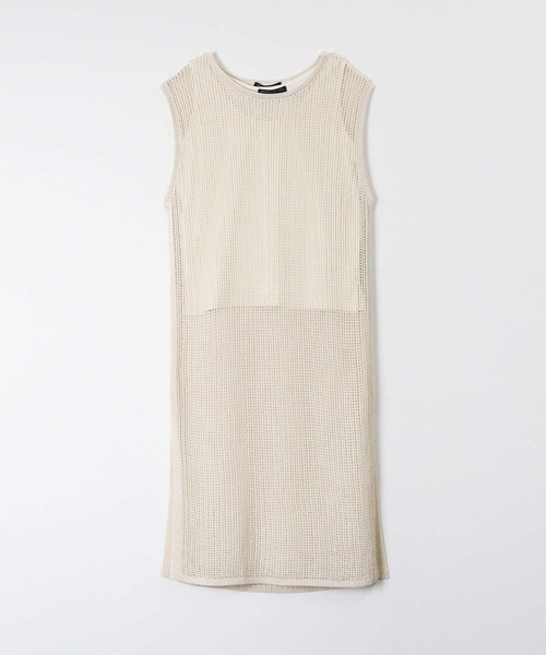 HONEYSUCKLE ROSE（ハニーサックルローズ）の「【HONEYSUCKLE ROSE】メッシュ編みワンピレイヤード（ワンピース・レディース・ブラック/ブラウン/オフホワイト・M/L）」の9枚目の写真