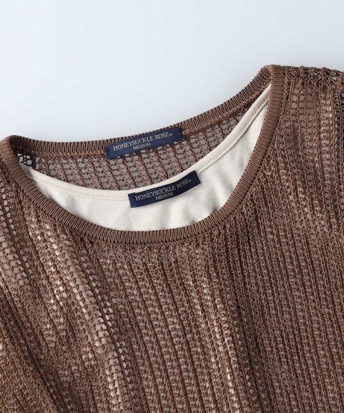 HONEYSUCKLE ROSE（ハニーサックルローズ）の「【HONEYSUCKLE ROSE】メッシュ編みワンピレイヤード（ワンピース・レディース・ブラック/ブラウン/オフホワイト・M/L）」の6枚目の写真