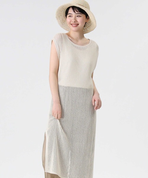 HONEYSUCKLE ROSE（ハニーサックルローズ）の「【HONEYSUCKLE ROSE】メッシュ編みワンピレイヤード（ワンピース・レディース・ブラック/ブラウン/オフホワイト・M/L）」の14枚目の写真