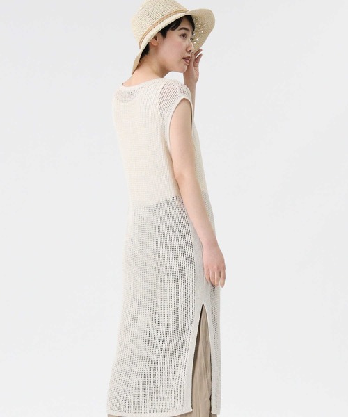 HONEYSUCKLE ROSE（ハニーサックルローズ）の「【HONEYSUCKLE ROSE】メッシュ編みワンピレイヤード（ワンピース・レディース・ブラック/ブラウン/オフホワイト・M/L）」の16枚目の写真