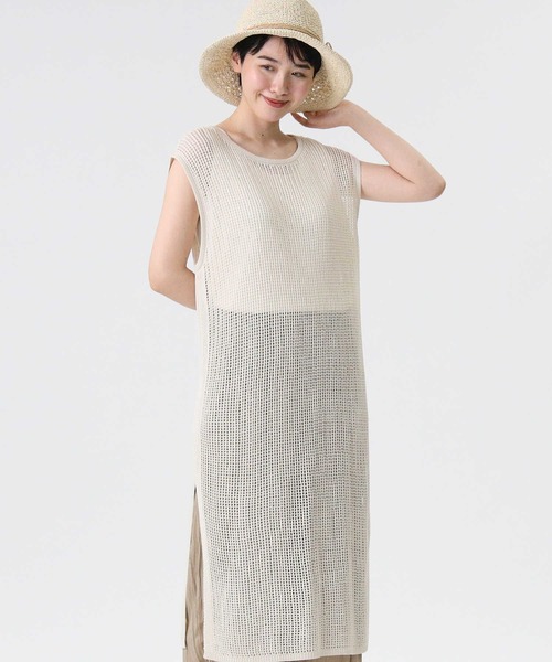 HONEYSUCKLE ROSE（ハニーサックルローズ）の「【HONEYSUCKLE ROSE】メッシュ編みワンピレイヤード（ワンピース・レディース・ブラック/ブラウン/オフホワイト・M/L）」の18枚目の写真