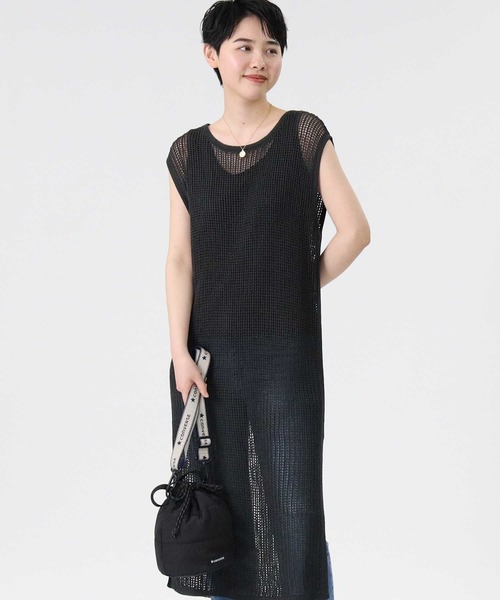 HONEYSUCKLE ROSE（ハニーサックルローズ）の「【HONEYSUCKLE ROSE】メッシュ編みワンピレイヤード（ワンピース・レディース・ブラック/ブラウン/オフホワイト・M/L）」の20枚目の写真