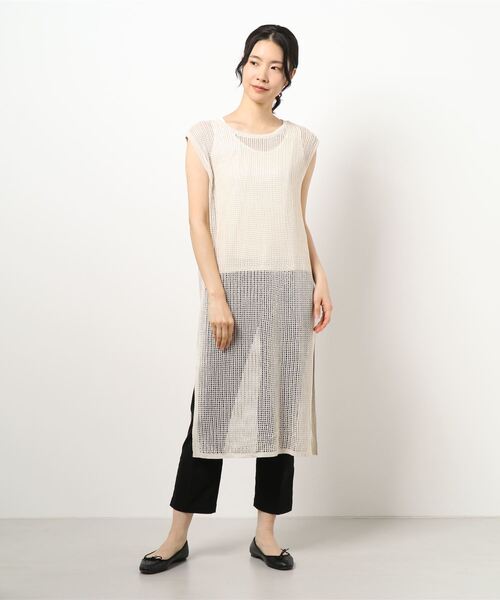 HONEYSUCKLE ROSE（ハニーサックルローズ）の「【HONEYSUCKLE ROSE】メッシュ編みワンピレイヤード（ワンピース・レディース・ブラック/ブラウン/オフホワイト・M/L）」の19枚目の写真