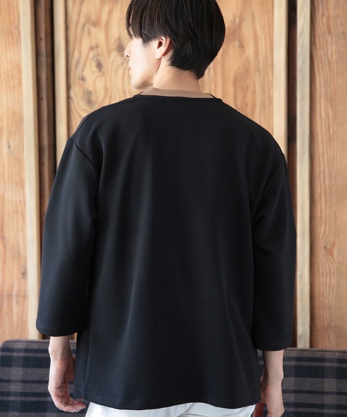 UNION STATION（ユニオンステーション）の「七分袖ボタンレスカーディガン（カーディガン/ボレロ・メンズ・ネイビー/ベージュ/ブラック・LL/M/L）」の8枚目の写真