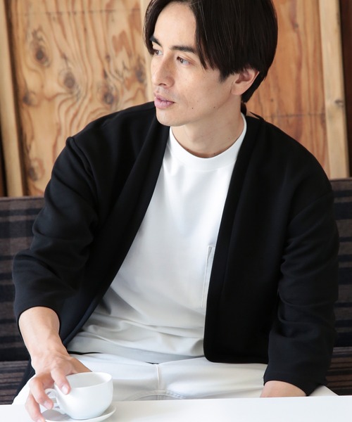 UNION STATION（ユニオンステーション）の「七分袖ボタンレスカーディガン（カーディガン/ボレロ・メンズ・ネイビー/ベージュ/ブラック・LL/M/L）」の9枚目の写真