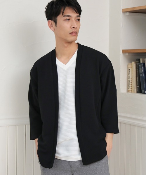 UNION STATION（ユニオンステーション）の「七分袖ボタンレスカーディガン（カーディガン/ボレロ・メンズ・ネイビー/ベージュ/ブラック・LL/M/L）」の18枚目の写真