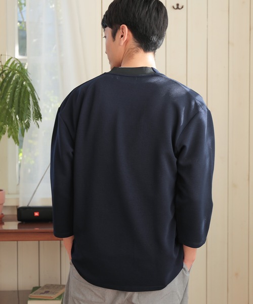 UNION STATION（ユニオンステーション）の「七分袖ボタンレスカーディガン（カーディガン/ボレロ・メンズ・ネイビー/ベージュ/ブラック・LL/M/L）」の15枚目の写真