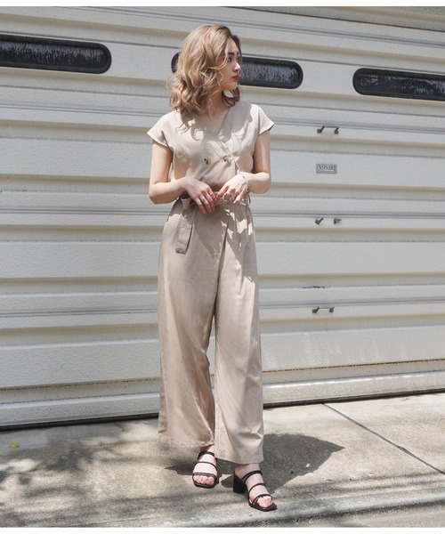 ANAP（アナップ）の「リネンブレンドオールインワン（つなぎ/オールインワン・レディース・ベージュ/ブラック・FREE）」の17枚目の写真