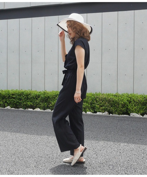 ANAP（アナップ）の「リネンブレンドオールインワン（つなぎ/オールインワン・レディース・ベージュ/ブラック・FREE）」の13枚目の写真