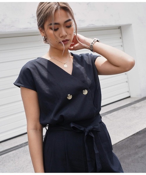 ANAP（アナップ）の「リネンブレンドオールインワン（つなぎ/オールインワン・レディース・ベージュ/ブラック・FREE）」の19枚目の写真