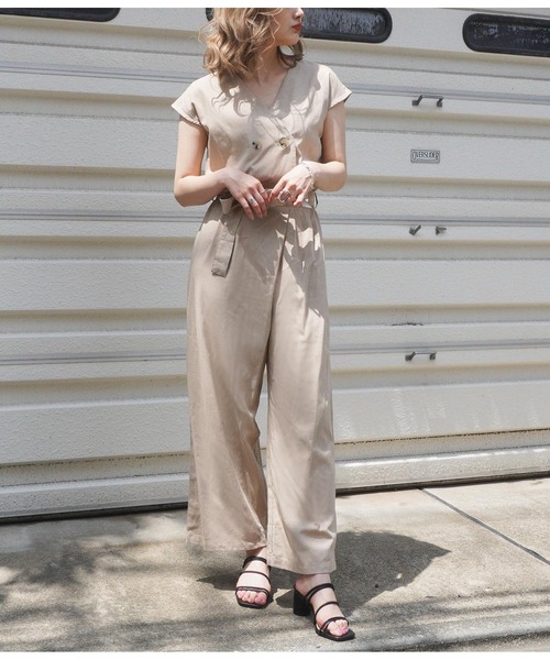 ANAP（アナップ）の「リネンブレンドオールインワン（つなぎ/オールインワン・レディース・ベージュ/ブラック・FREE）」の22枚目の写真