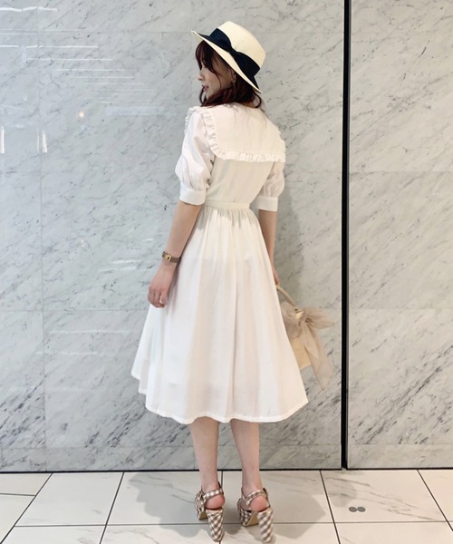 31 Sons de mode（トランテアン　ソン　ドゥ　モード）の「ビッグフリルカラーシャツワンピース（ワンピース・レディース・オフホワイト/サックスブルー/ピンク・36/38）」の6枚目の写真