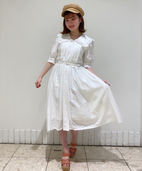 31 Sons de mode（トランテアン　ソン　ドゥ　モード）の「ビッグフリルカラーシャツワンピース（ワンピース・レディース・オフホワイト/サックスブルー/ピンク・36/38）」の8枚目の写真