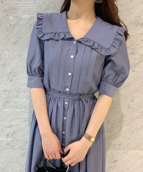 31 Sons de mode（トランテアン　ソン　ドゥ　モード）の「ビッグフリルカラーシャツワンピース（ワンピース・レディース・オフホワイト/サックスブルー/ピンク・36/38）」の11枚目の写真